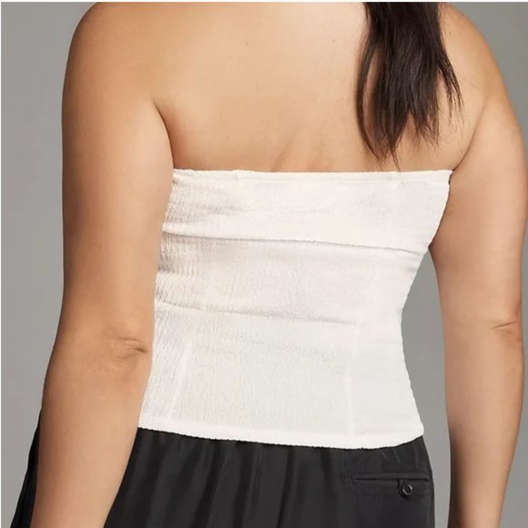 NWT Anthropologie | Porridge | White Tube U Slit Strapless Blouse, XL - Picture 2 of 8